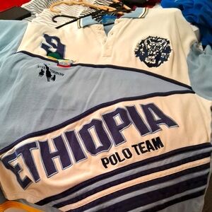 Ethiopia Polo Team Shirt - Blue and White